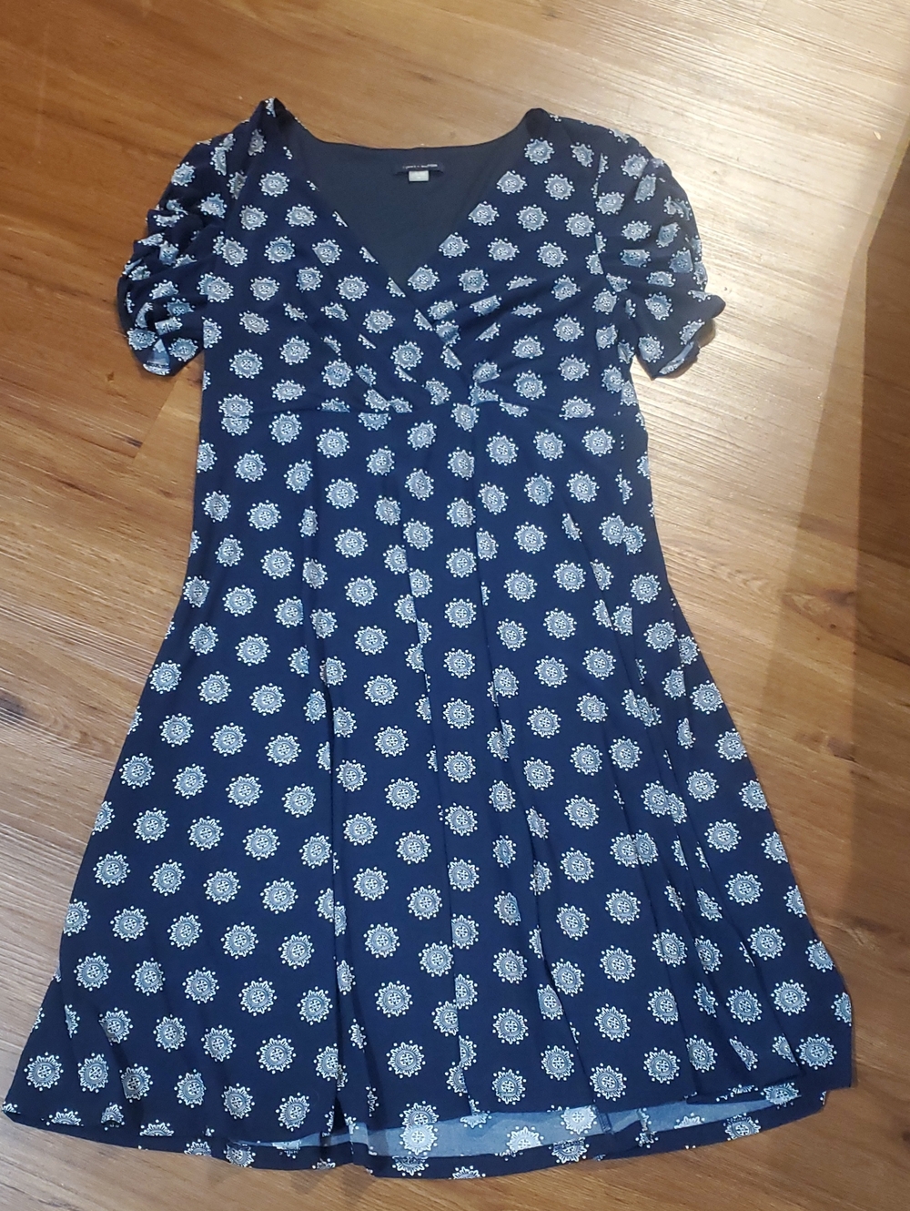 Tommy Hilfiger Navy and White Medallion Fit-and-Flare Dress